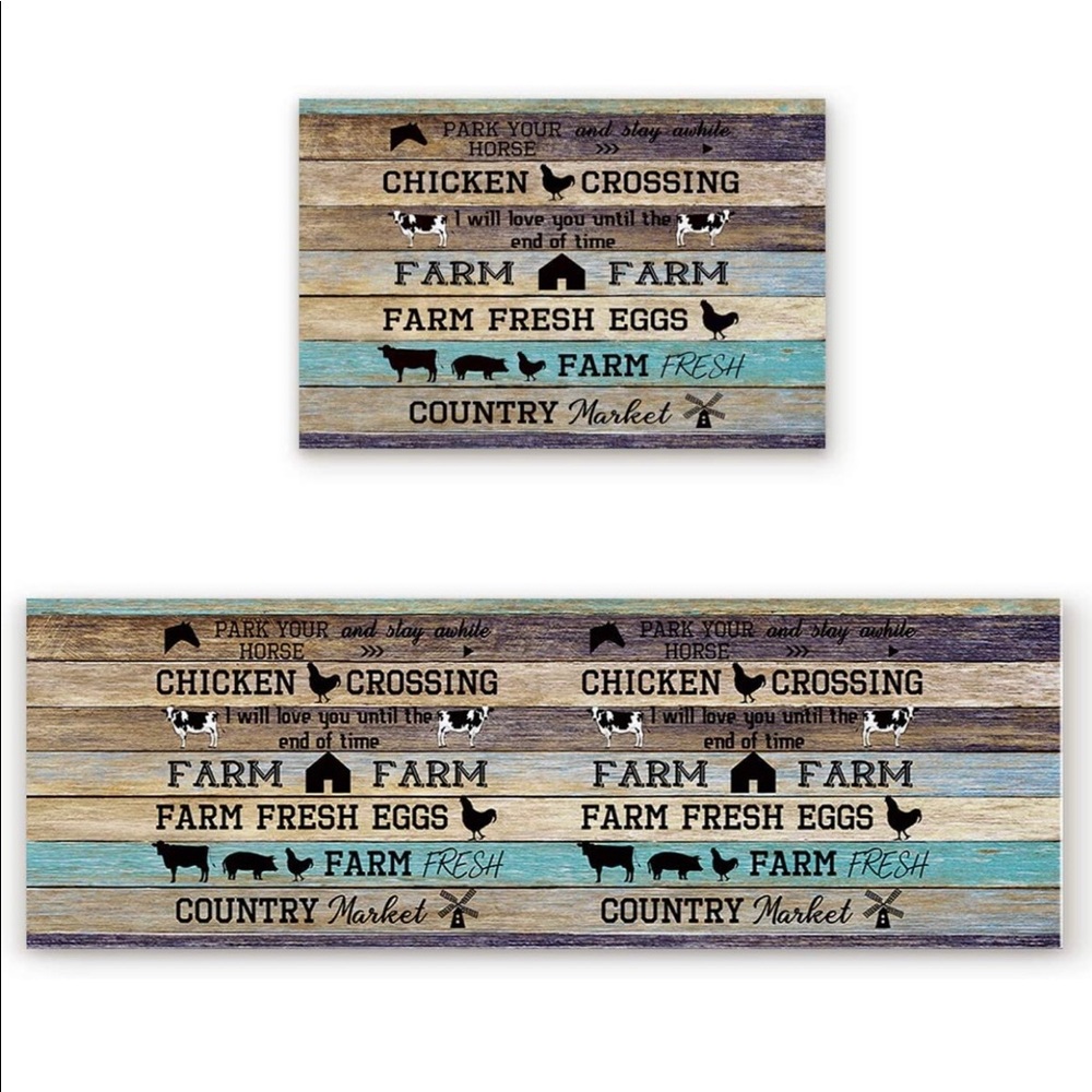 Farmhouse Kitchen Rugs and Mats 2 PCS, Absorbent Microfiber Kitchen 15x47.15x23